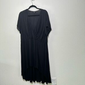 Torrid Women’s Black V Neck Faux Wrap Hi Low Short Sleeve Dress Size 2 X